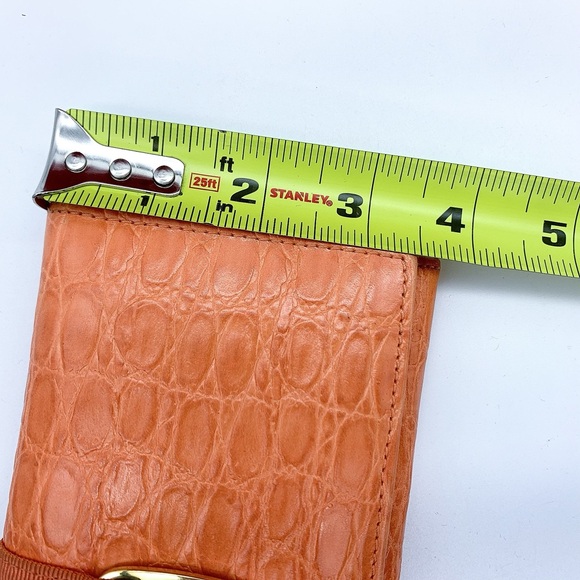 Salvatore Ferragamo Calf Croc Leather Bi-Fold Long Wallet in Orange - Picture 12 of 12